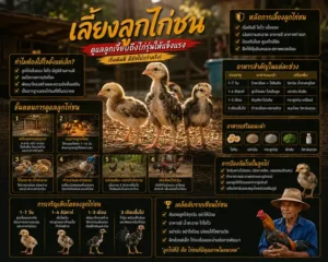 เลี้ยงลูกไก่ชน: ดูแลลูกเจี๊ยบถึงไก่รุ่นให้แข็งแรง